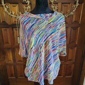 Vertigo Sheer Rainbow Blouse, small, polyester